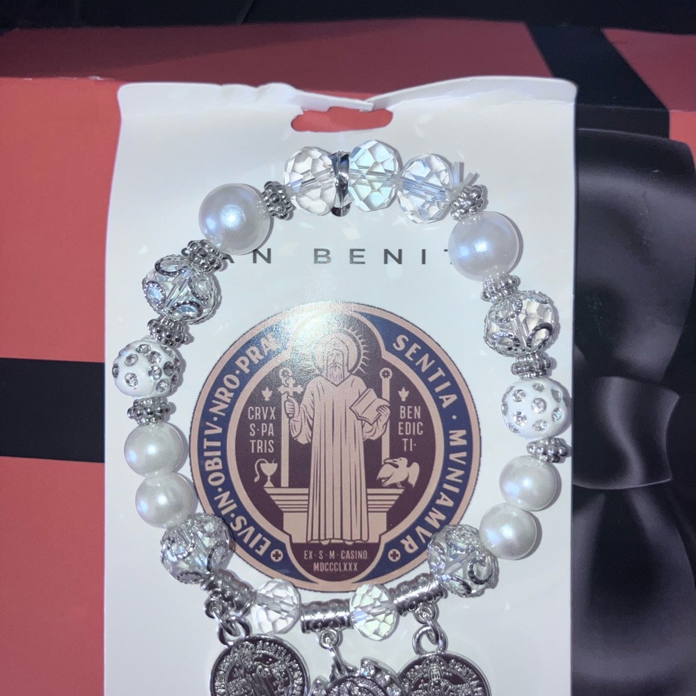 Elegant Silver and White Charm Bracelet
